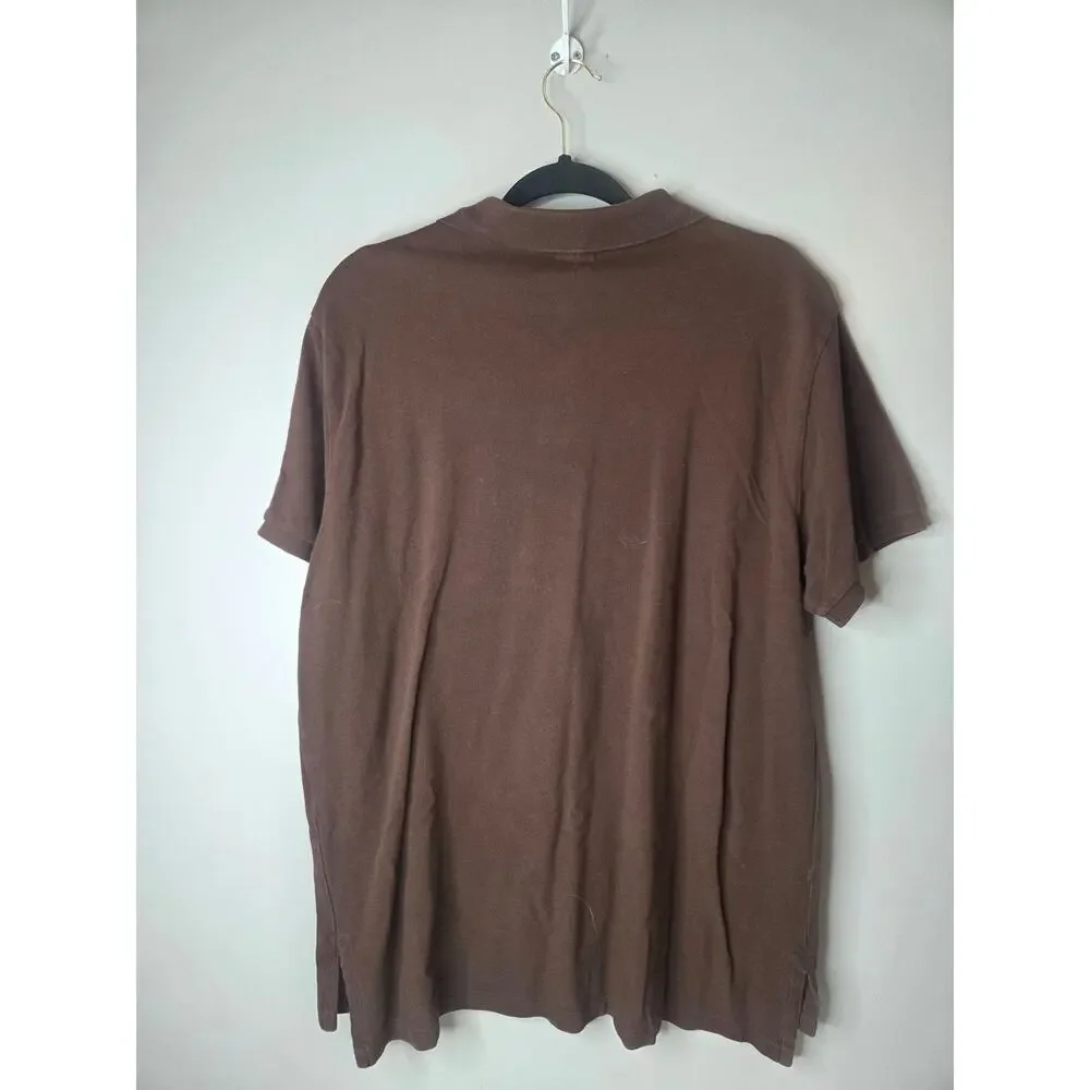 Polo Ralph Lauren Custom Fit Mens Size XL Brown Banded Sleeve Polo Shirt